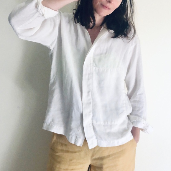 Eskandar 100% linen white button down - Picture 3 of 16